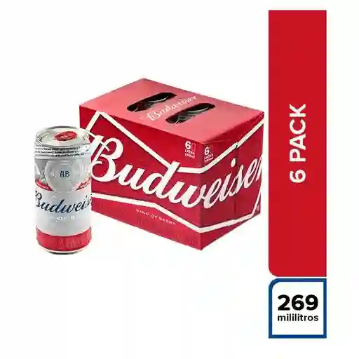 Cerveza Budweiser Lata 269 Ml por 6 Unidades