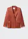 Blazer Americana Topete Terracota Talla 27 Mujer Mango