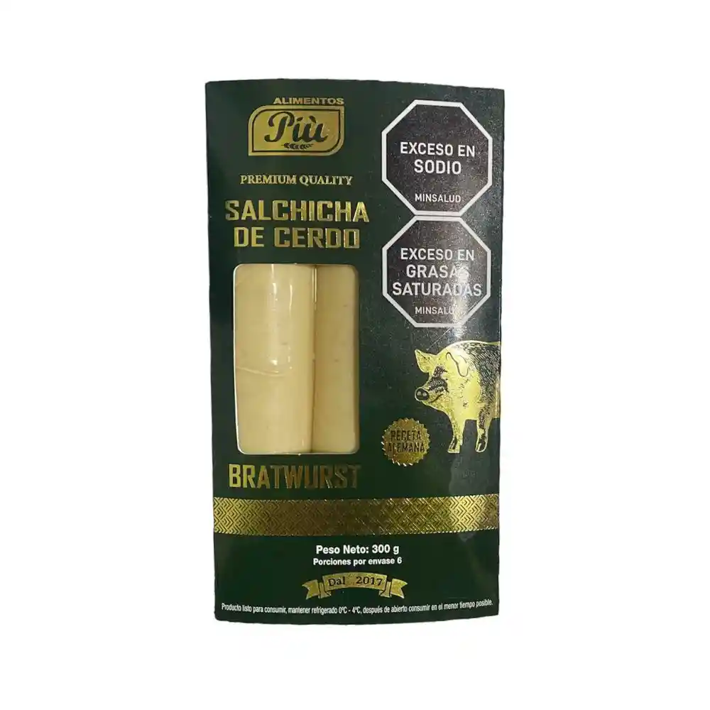 Salchicha de Cerdo Alimentos Piu Tipo Brarwurst (300 Gr)
