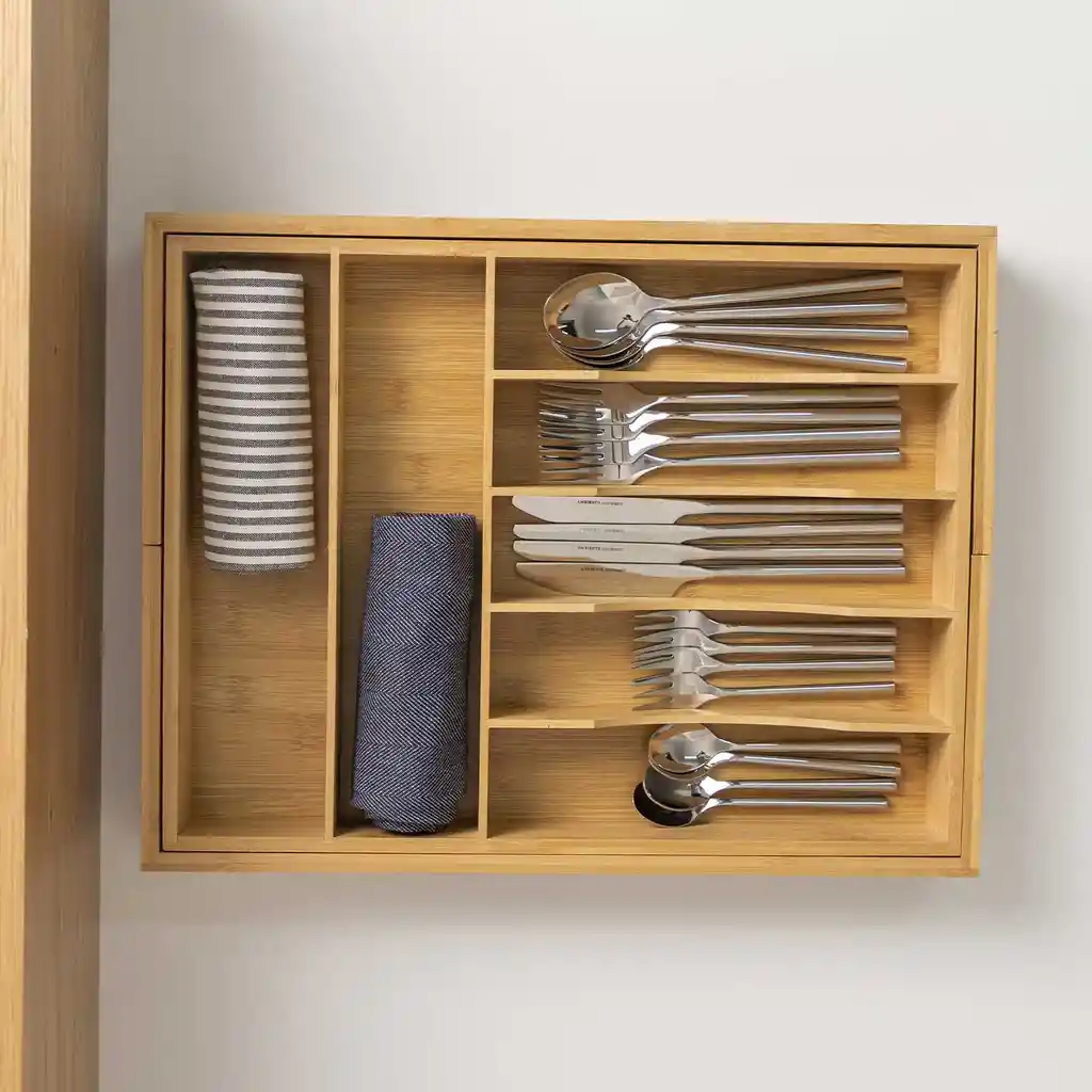 Caja Para Cubiertos en Bambú Expandible Ambiente Gourmet