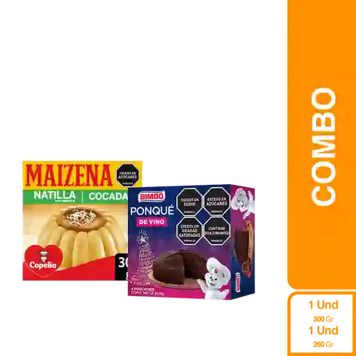 Combo Natilla Cocada Maizena + Ponque de Vino Bimbo