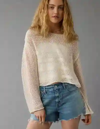 Suéter Mujer Blanco Talla: SMALL 1467106 American Eagle