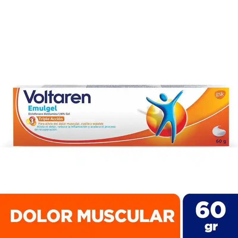Voltaren Emulgel Triple acción, alivio del dolor muscular 60gr