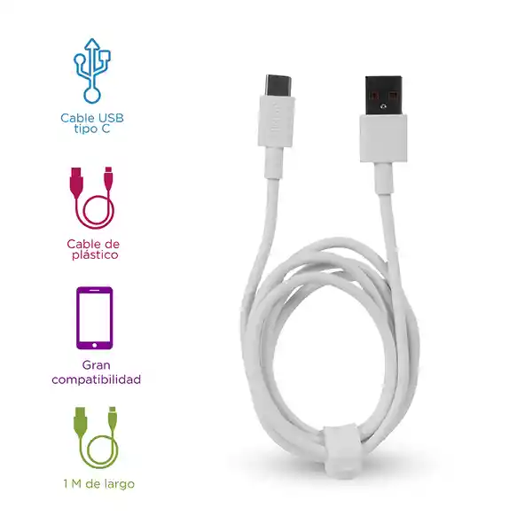 Cable de Carga Rápida Tpe Tipo C 6A Blanco Miniso