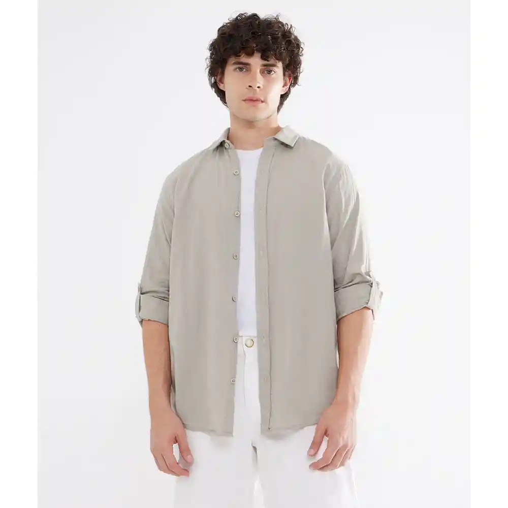 Camisa Manga Larga Textura Lino Hombre Seven Seven Talla L