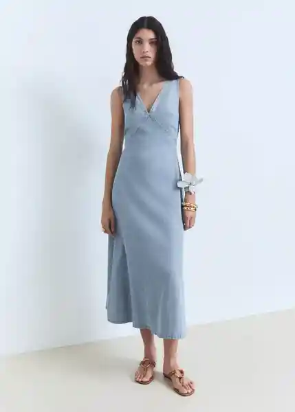Vestido Siros Tejano Claro Talla XL Mujer Mango