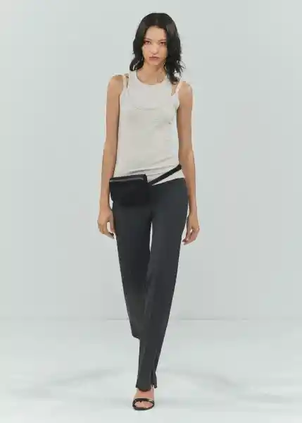 Top Sirat Gris Medio Vigoré Talla S Mujer Mango