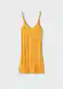 Vestido Cari Mostaza Talla L Mujer Mango