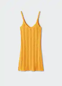Vestido Cari Mostaza Talla L Mujer Mango