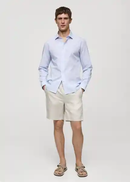 Camisa Garda Azul Talla L Hombre Mango