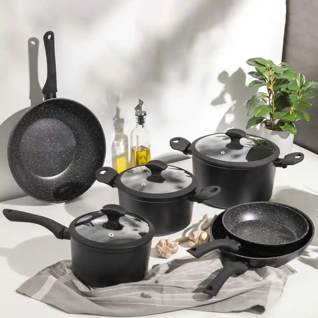 Set de Olla Aluminio Forjado Negro Ambiente Gourmet
