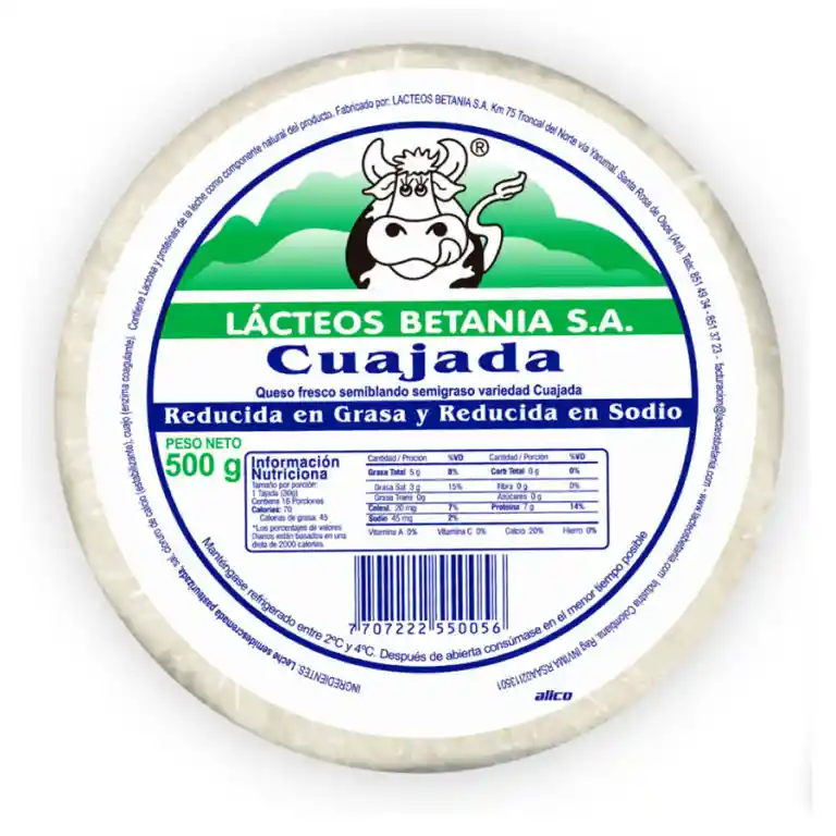 Betania Cuajada Reducida en Grasa y Sodio