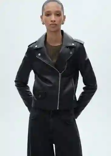 Chaqueta Cazadora Perfect Negro Talla XL Mujer Mango