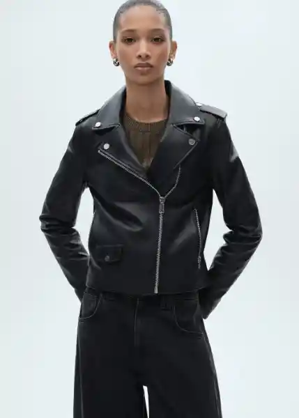 Chaqueta Cazadora Perfect Negro Talla XL Mujer Mango