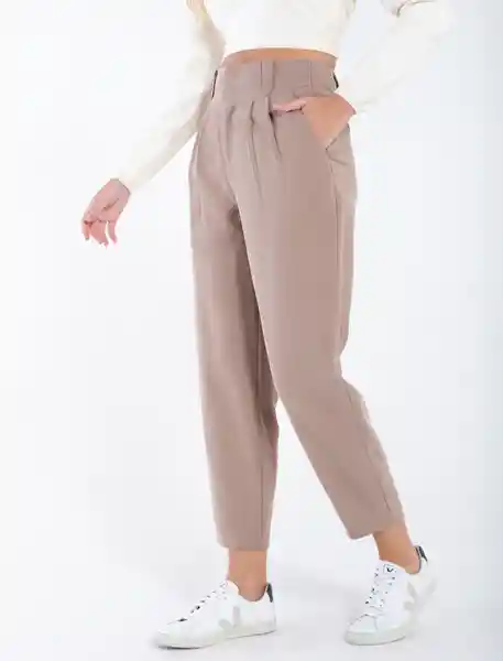 Pantalón De Tiro Alto Café Rubio Medio Talla 10 Mujer Naf Naf