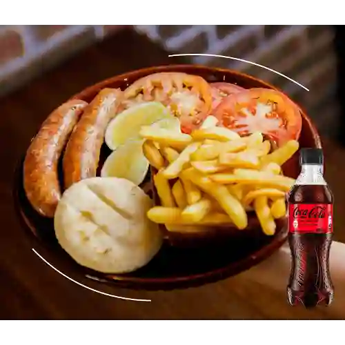 Combo Plato de Chorizos Fritos +Cocacola S/az 400ml