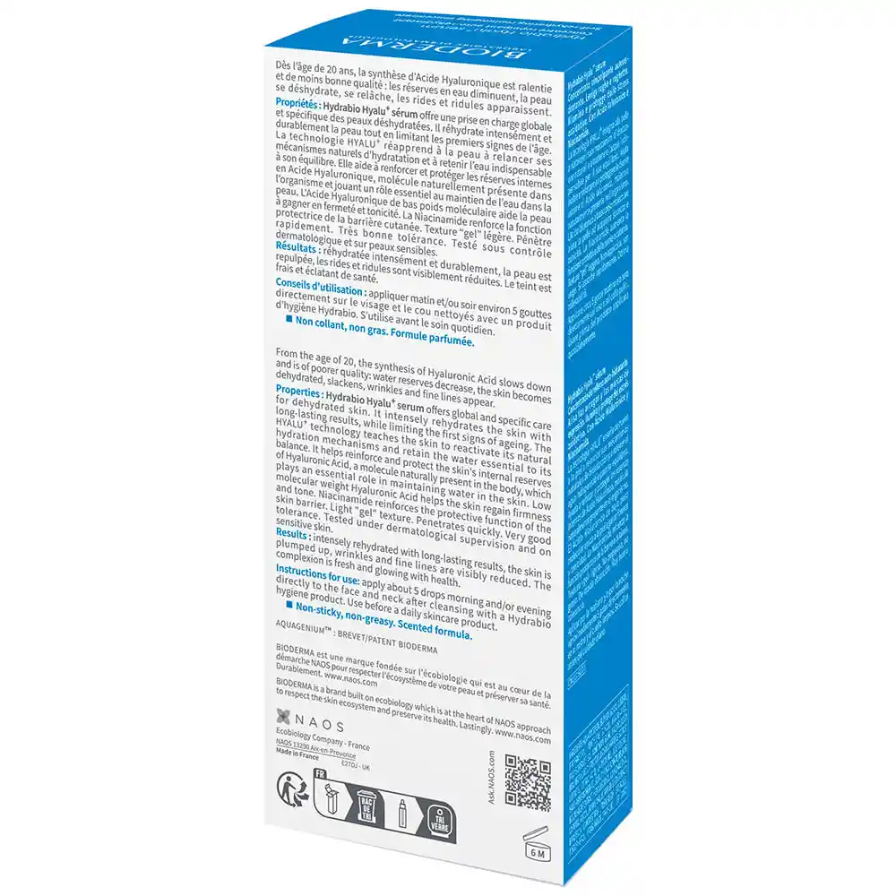 Sérum Dermatológico Ultra Hidratante Con Ácido Hialuronico Bioderma Hydrabio Hyalu+