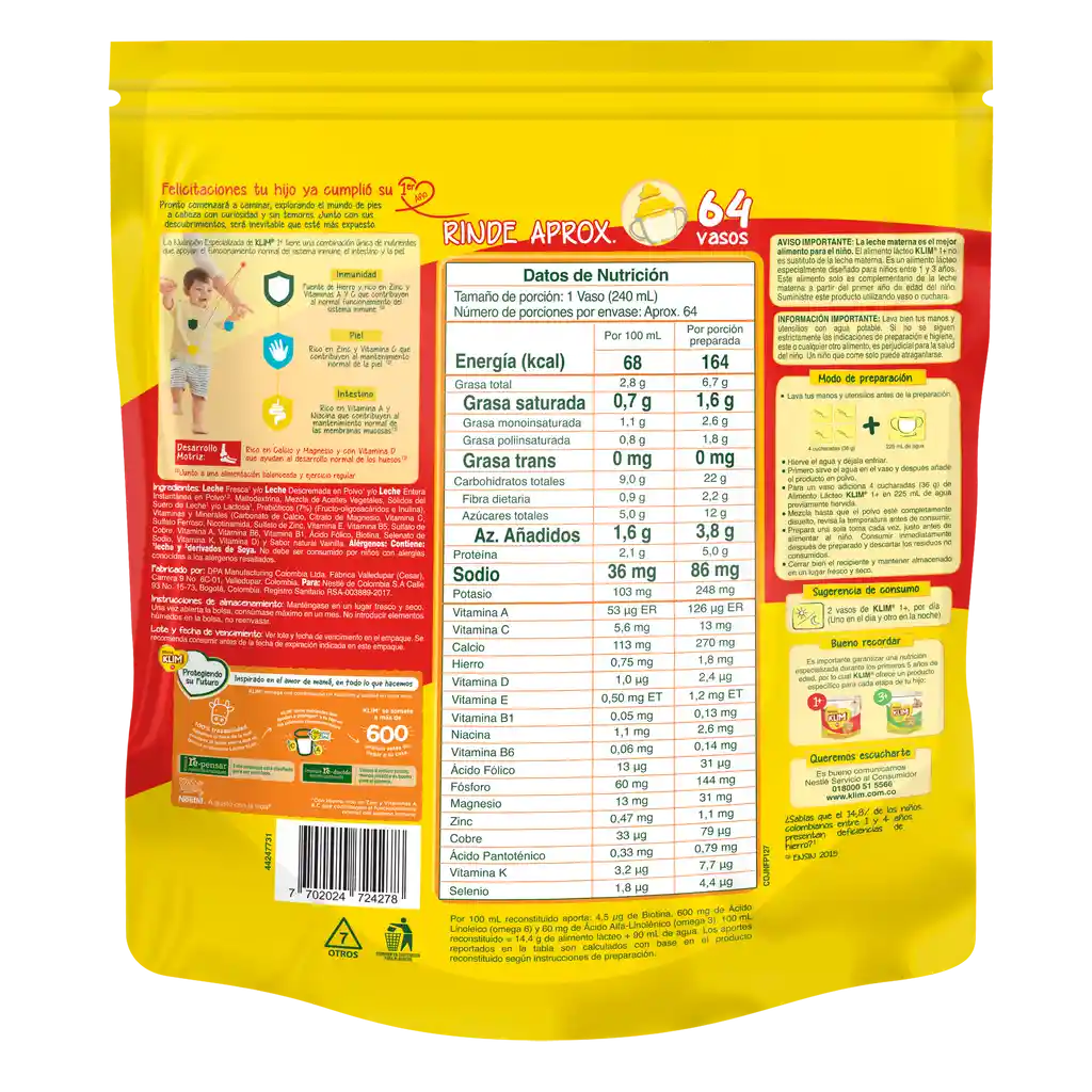 Alimento lácteo KLIM 1+ x 2300g