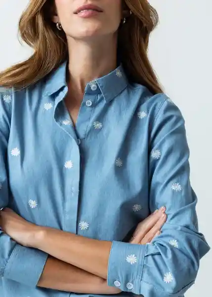 Camisa Mujer Azul Indigo Medio L Naf Naf