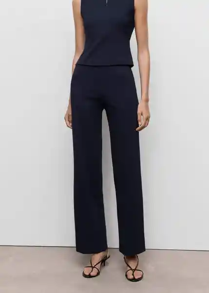 Pantalón Brin Navy Talla L Mujer Mango