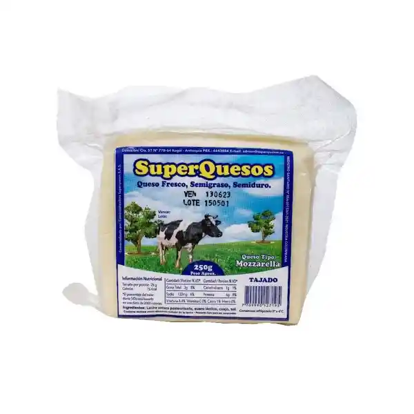 Queso Mozzarella Superquesos Tajado