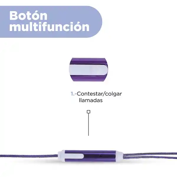 Audífonos Intrauditivos Metal Morado Mod Pa401 Miniso