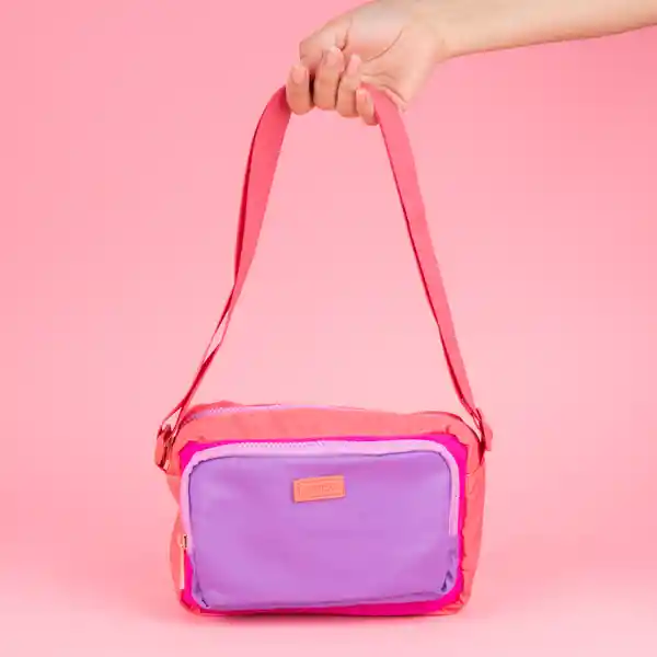 Bolso Crossbody Serie Bloques de Color Rosa Miniso