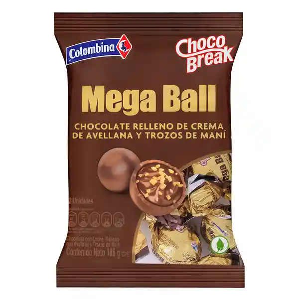 Colombina Chocolate Relleno de Crema de Avellana y Maní Mega Ball