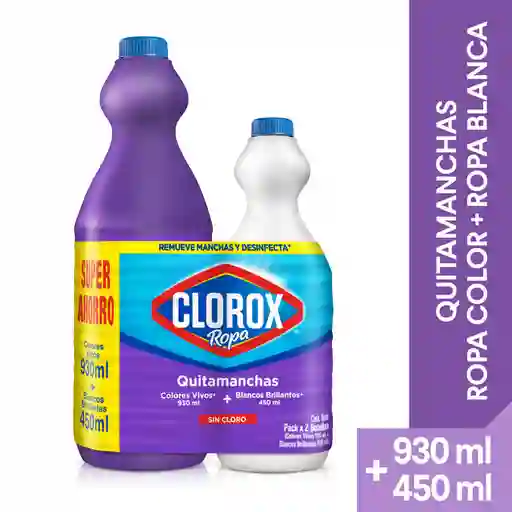 Quitamanchas Clorox Colores Vivos 930 ml + Quitamanchas Clorox Blancos Brillantes 450 ml