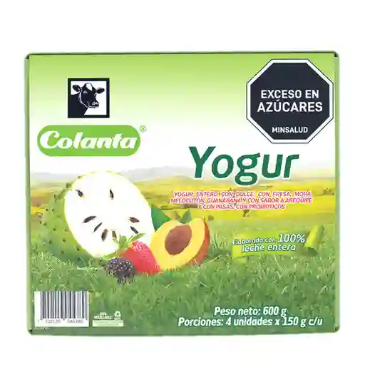 Paquete Yogur Entero Surtido Colanta Vaso x 150 g x 4 U