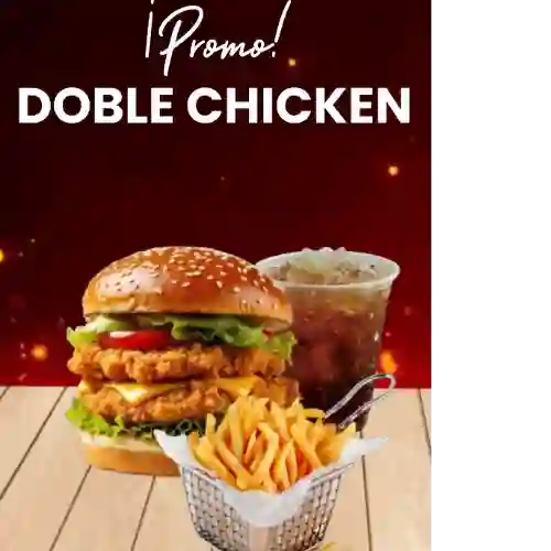 Burguer Doble Pollo Crispy + Papas + Tè