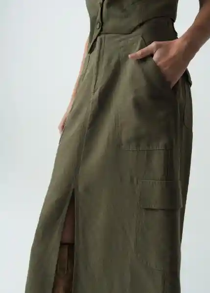 Falda Lili Verde Galeras Ultraoscuro Talla 4 442G380 Naf Naf