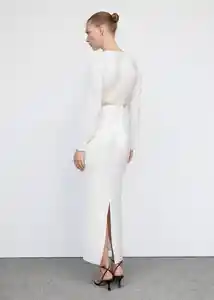 Vestido White-a Blanco Talla L Mujer Mango