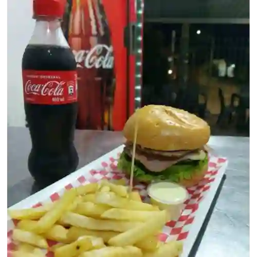 2 Burger Sencillas + Papa Fritas + Coca Col