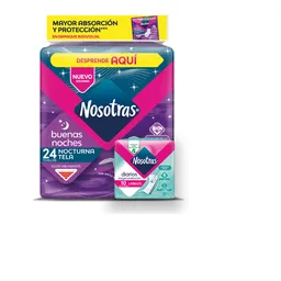 Nosotras Toalla Higiénica Buenas Noches Tela + Protectores