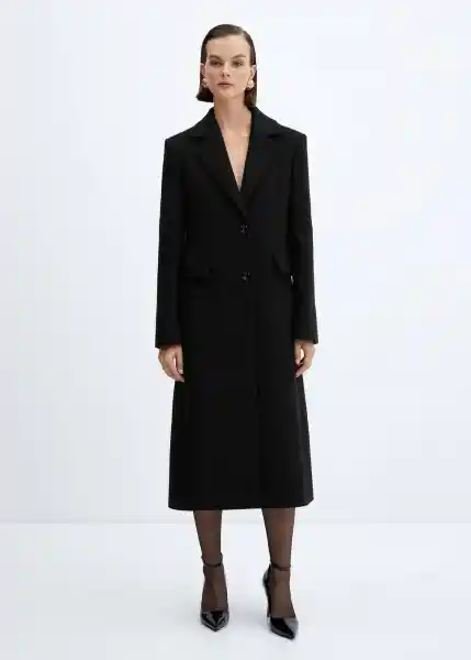 Abrigo Poderio Negro Talla L Mujer Mango