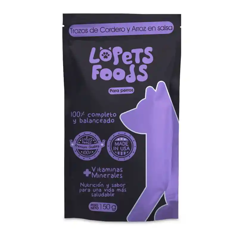 Lopets Foods Alimento para Perros Trozos de Cordero y Arroz