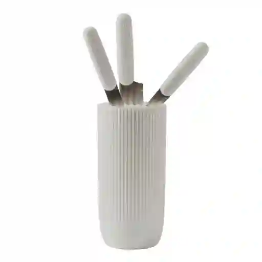 Setx3 Cuchillos + Taco Blanco Lines Bergner Bg39863gyk