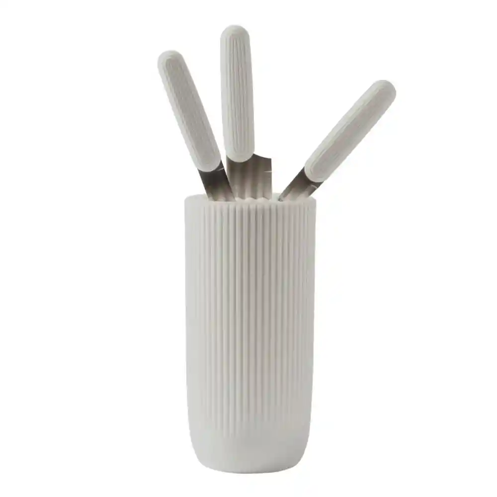 Setx3 Cuchillos + Taco Blanco Lines Bergner Bg39863gyk