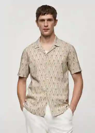 Camisa Matera Beige Talla L Hombre Mango