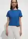 Camiseta Boxy Azul Talla M Mujer Mango