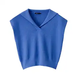 Chaleco Tejido Cuello Solapa Escote en V Femenino Leju Gef Talla M