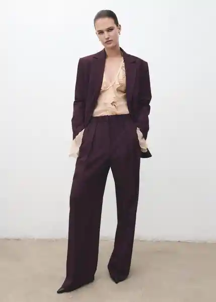 Pantalón Gabi Granate Talla 40 Mujer Mango