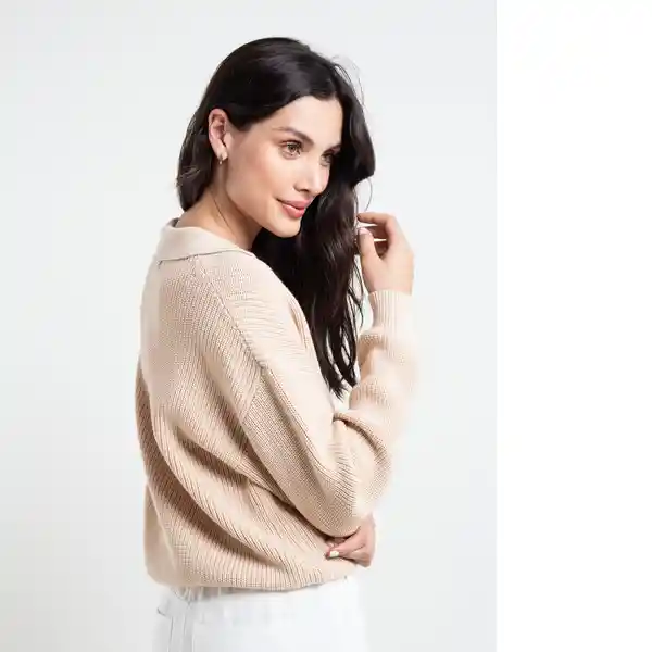  Saco Tejido Ayana Beige Goma Medio Talla L Naf-Naf 