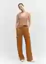 Pantalón Nilo Ocre Talla L Mujer Mango