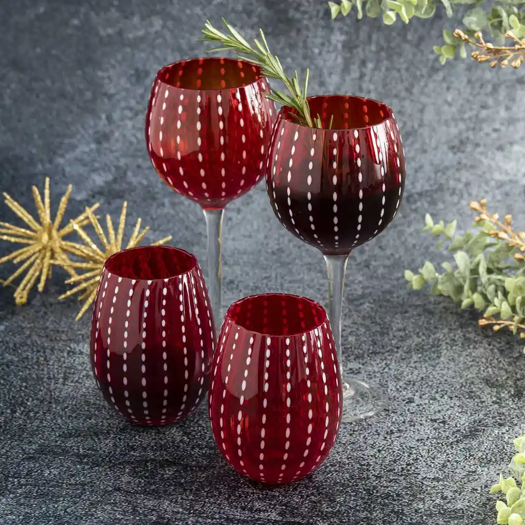 Set Vaso Perlé Rojo 23082 Ambiente Gourmet