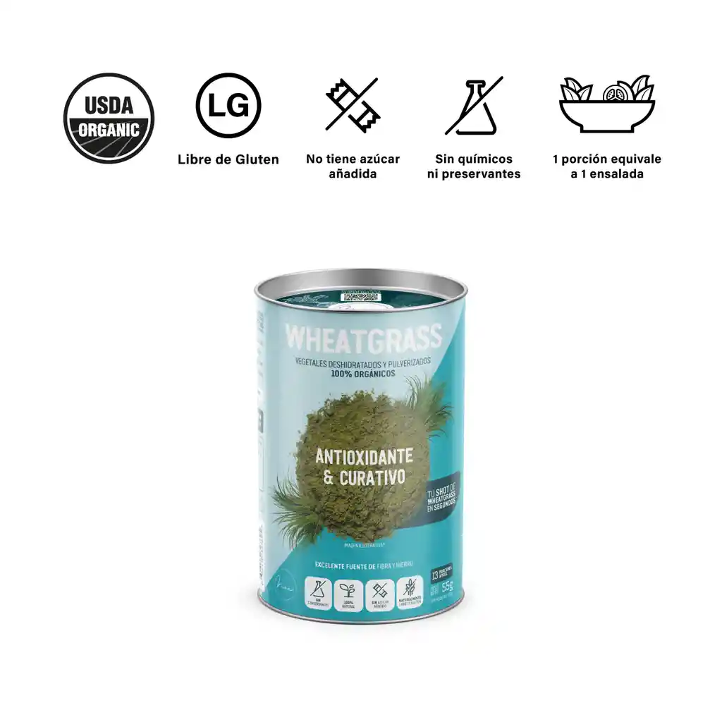  Wheatgrass Pasto de Trigo Orgánico Deshidratado y Pulverizado