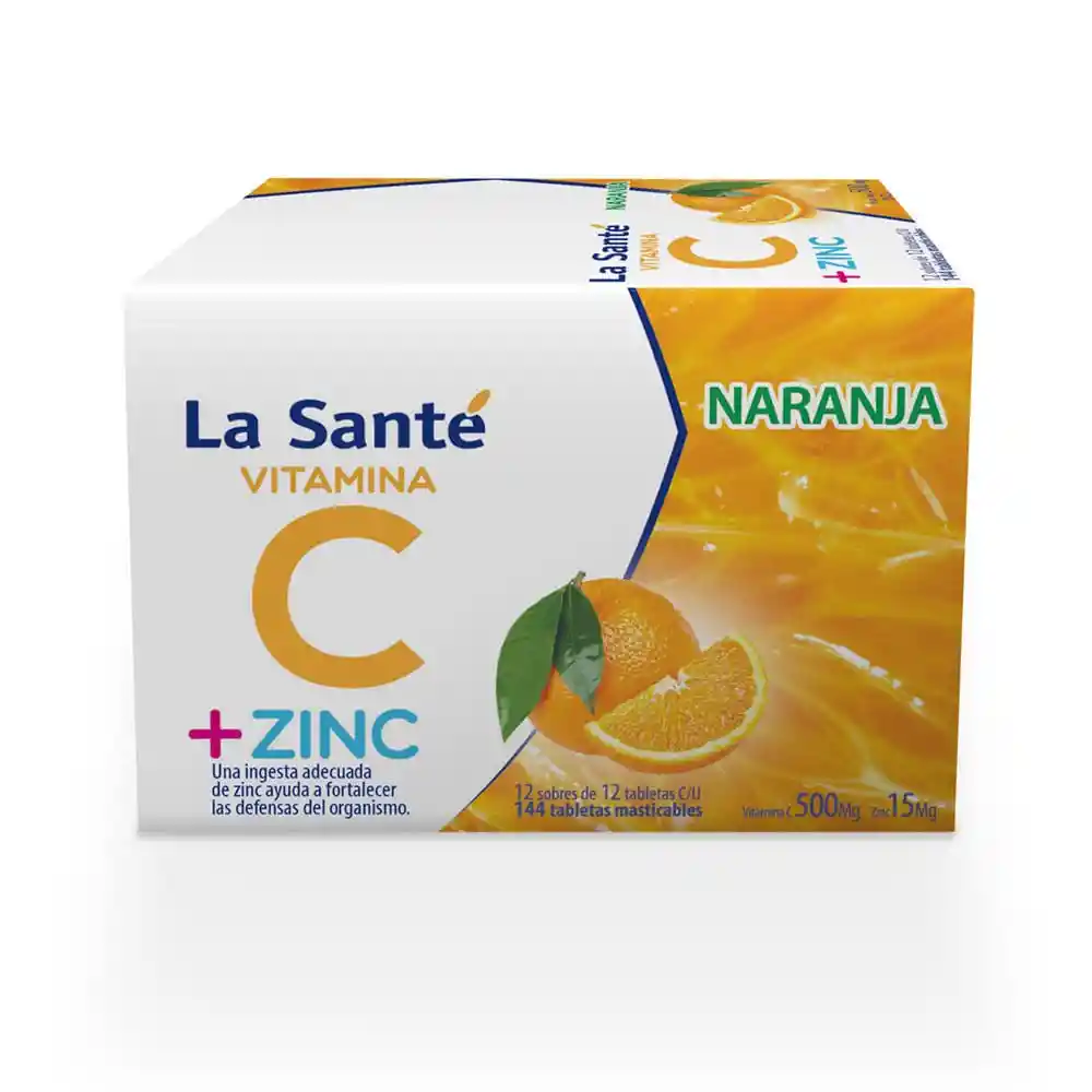 Vitamina C + Zinc Lasante 500/ 15 Mg Naranja X