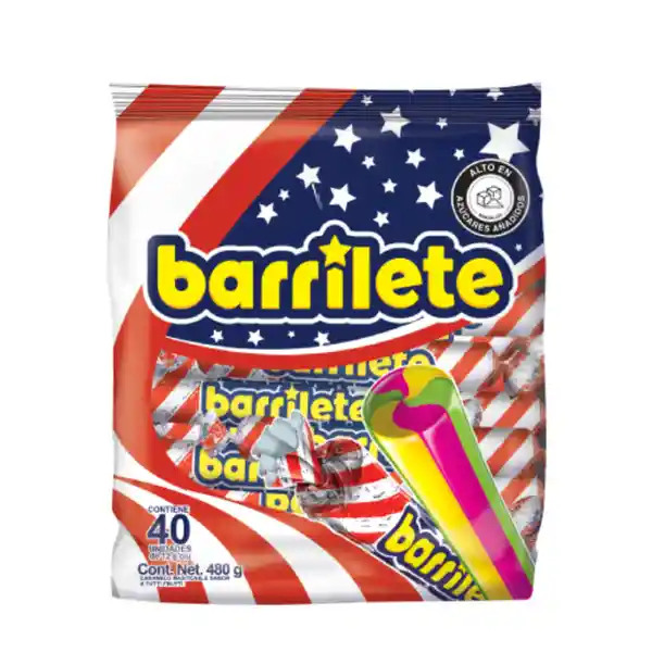 Barrilete Caramelo Suave Sabor Tuti Fruti