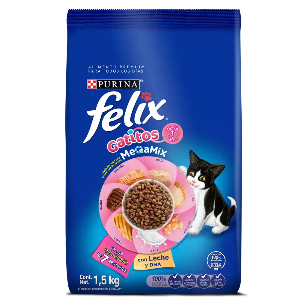 Comida para Gatitos Purina Felix Megamix x 1,5kg
